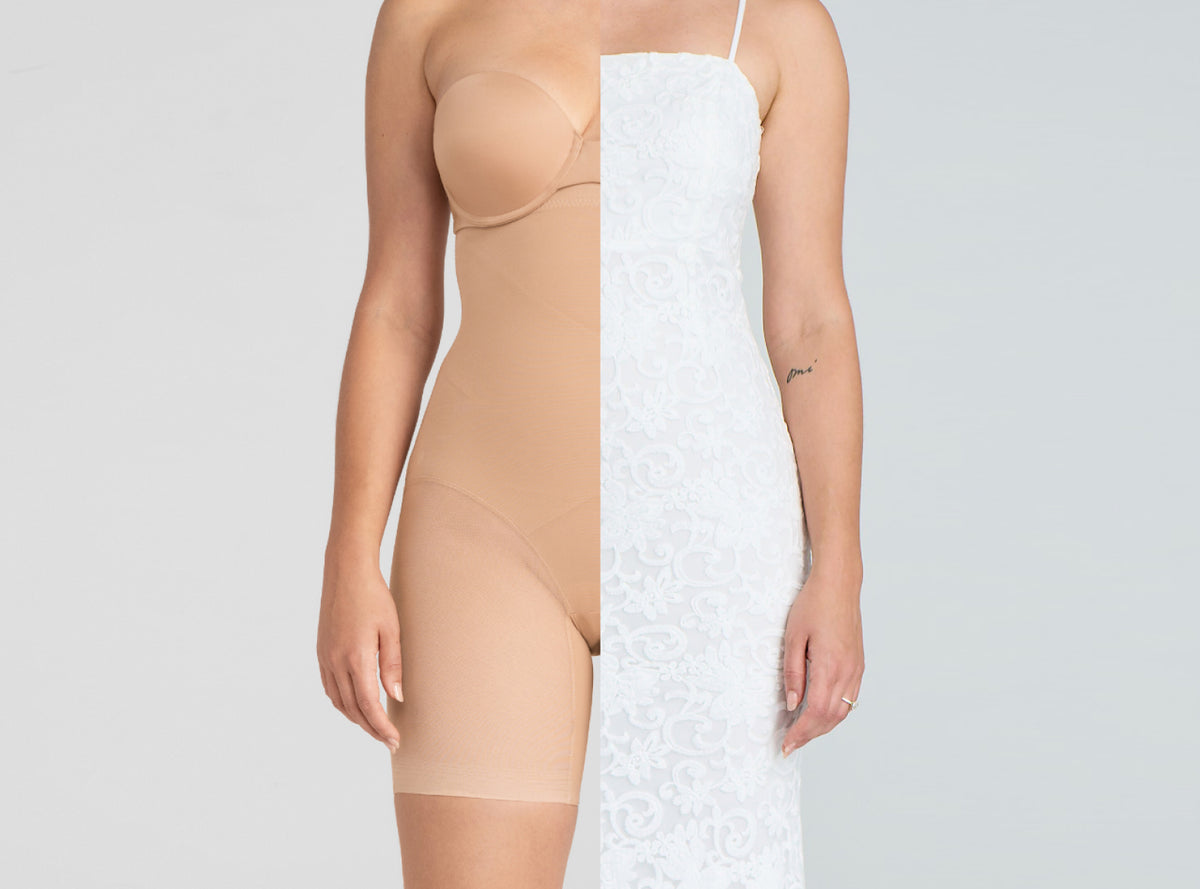 Model wearing Honeylove shapewear
